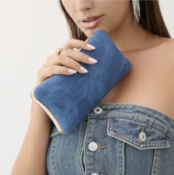 Dark Blue Denim Clutch - Picture 3 of 4
